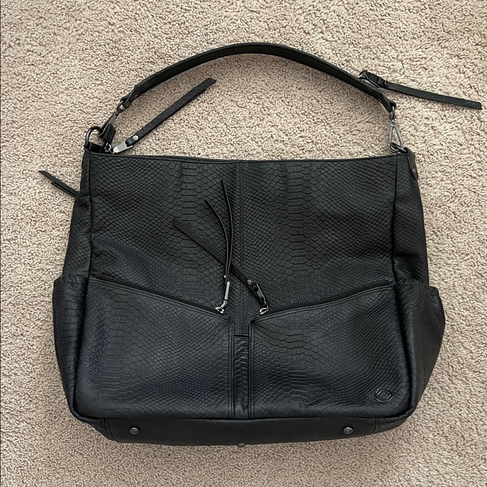 KeriKit London large Lennox bag - Chic Black Textured Shoulder Bag - diaperbag